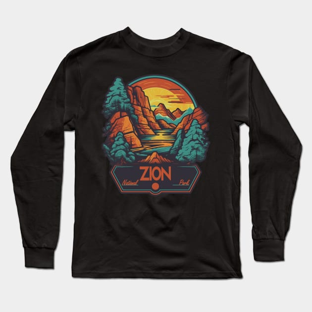 Zion National Park Long Sleeve T-Shirt by GreenMary Design